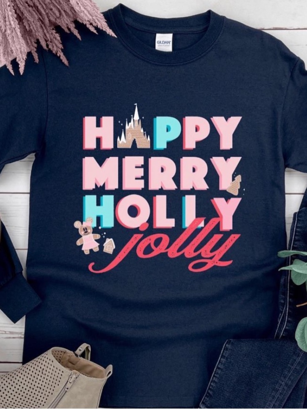 Disney Christmas / Holiday Inspired Happy Merry Holly Jolly Castle Shirt